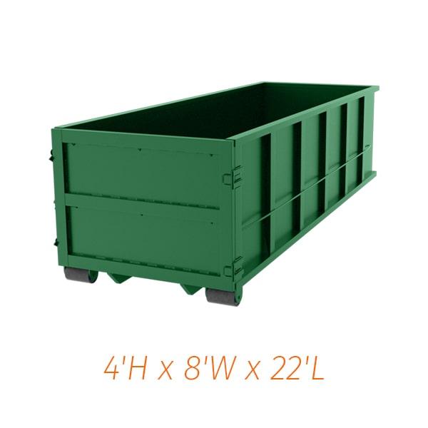 additional pickups can be requested during the rental period for twenty-yard dumpsters